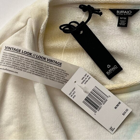 NWT Buffalo David Bitton Sweatshirt Caley Cutoff Swirl Baby Tie Dye Vintage Sz M - Picture 4 of 14